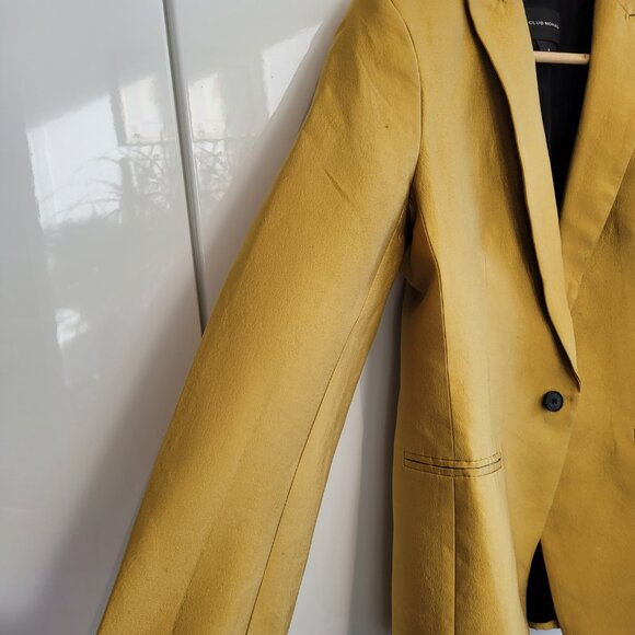Club Monaco Wool Silk Metallic Gold Blazer Size 4 - Picture 4 of 7